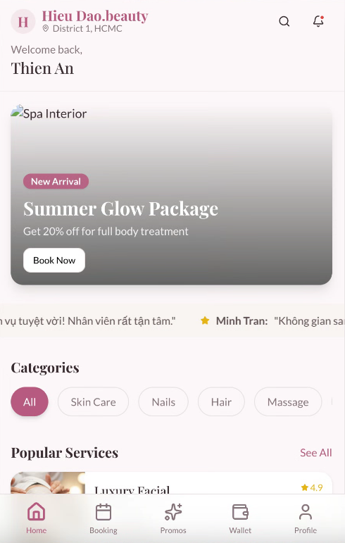 Một ứng dụng Spa / Beauty hiện đại
